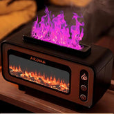 Flame Humidifier Fireplace Simulation Flame Oil Diffuser for Home Room Study Black
