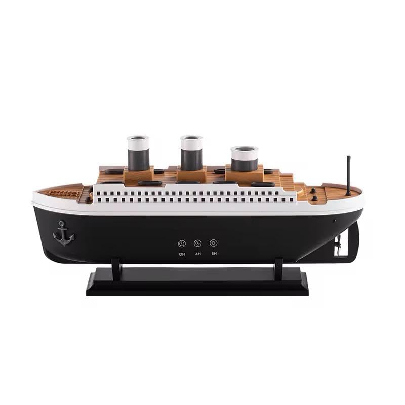 Essential Oil Diffuser Ship Shape Two Spray Mode Jellyfish Smoke Ring Spray LEDs,Remote Control, Power Adapter Aromatherapy Office Humidifier(250ml Capacity)
