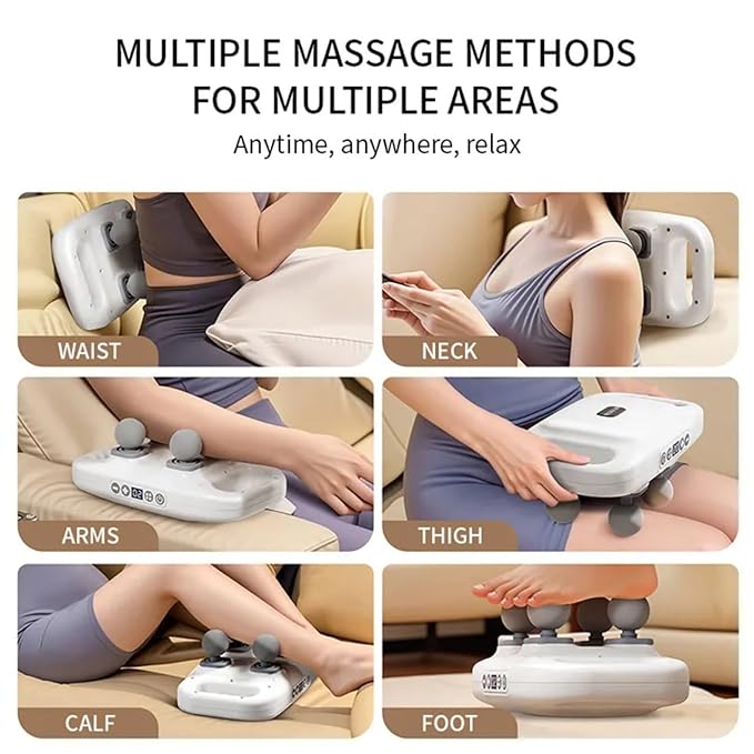 4-Head Massage Gun Deep Tissue Pro - Electric Massager Machine Pain Relief 20 & 6 Massage Modes, Timing Full Body Massager for Pain Relief, Back, Legs, Neck, Multicolour