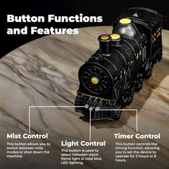 Black Small Train Aromatherapy Humidifier & Essential Oil Diffuser - Dual Mist, Quiet Ultrasonic, 300ML Tank, Remote Control, LED Light, Air Purifier for Home, Office, and Bedroom Use