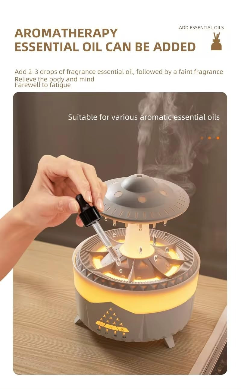 RainDrop Mist Cloud – 7-Color LED Aromatherapy Humidifier