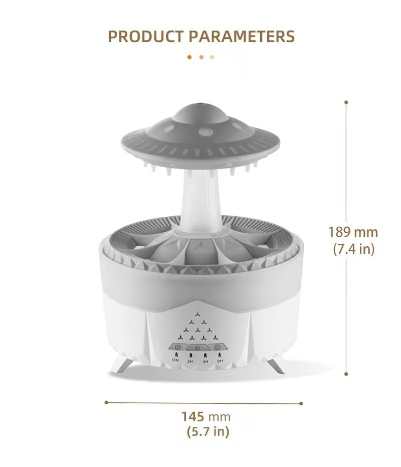 RainDrop Mist Cloud – 7-Color LED Aromatherapy Humidifier