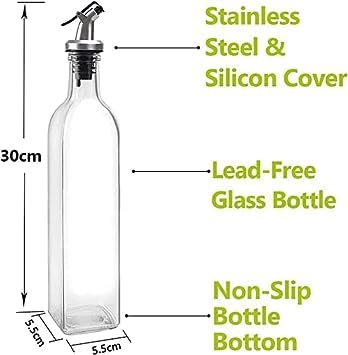 250 ml Glass Oil Dispenser Bottle with Silicon Funnel