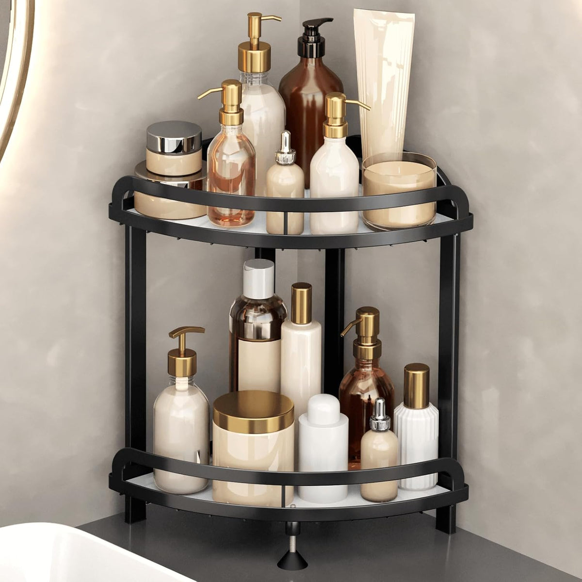 2-Tier Corner Shelf – Space-Saving Organizer for Bathroom & Kitchen