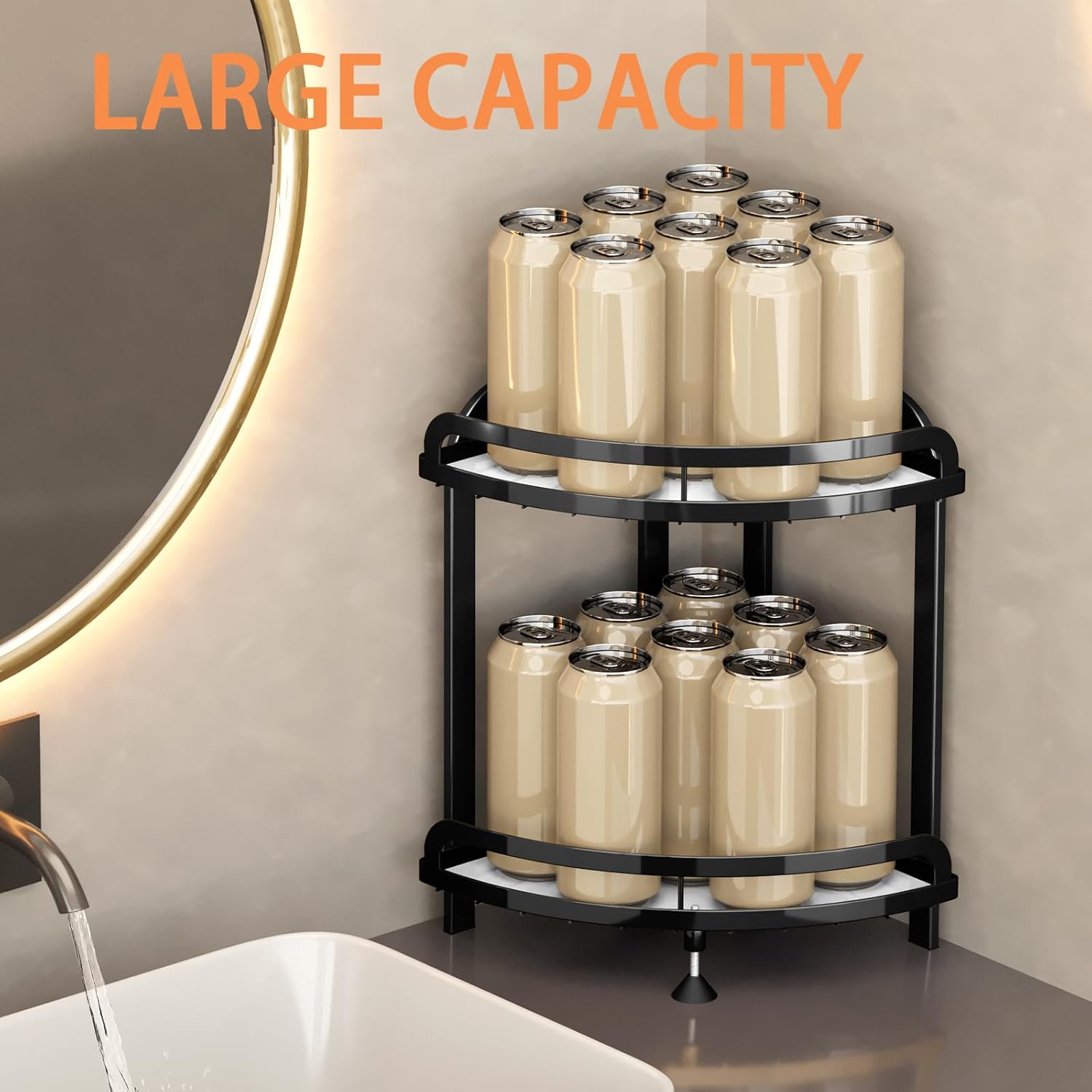 2-Tier Corner Shelf – Space-Saving Organizer for Bathroom & Kitchen