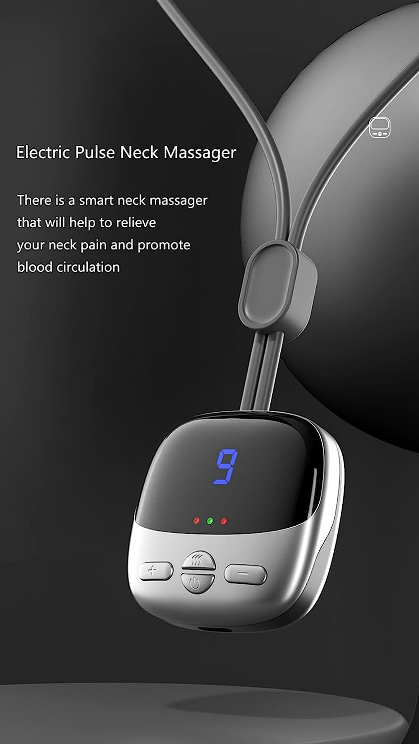 Heated Neck Massager – Portable Pulse Relief with 4 Modes & 9 Intensities (Red)