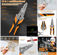 12-in-1 Multifunctional Folding Wire Stripper Pliers Cable Cutters