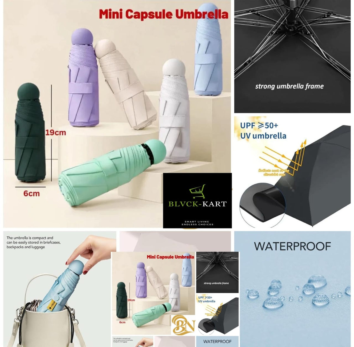 Mini Solid Colour Waterproof Umbrella