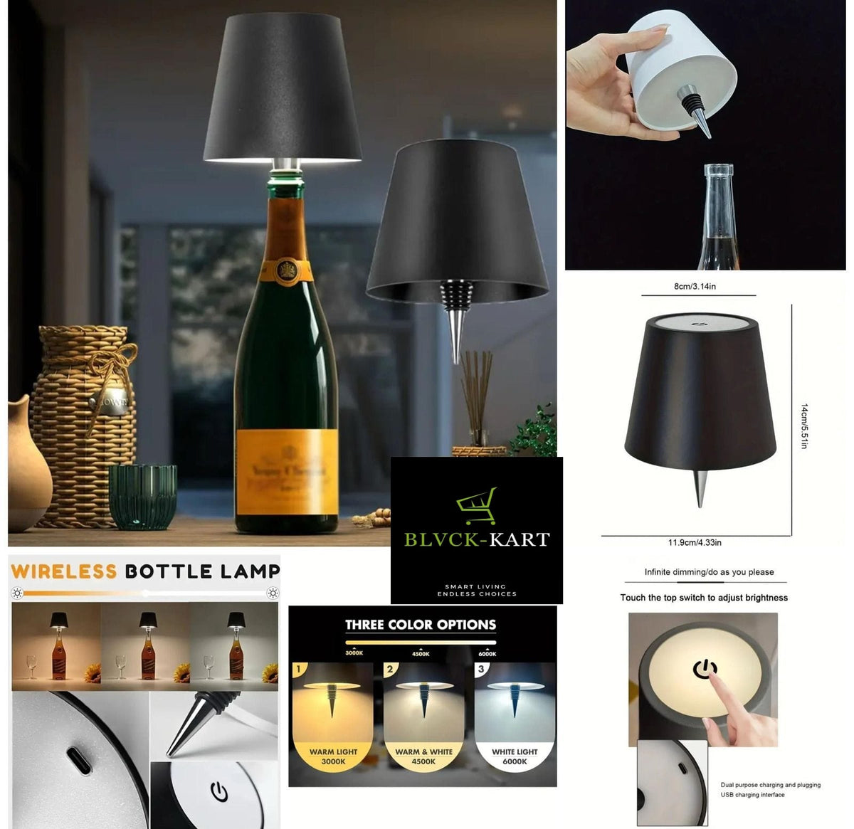 Dimmable LED Wine Bottle Light with Touch Control
