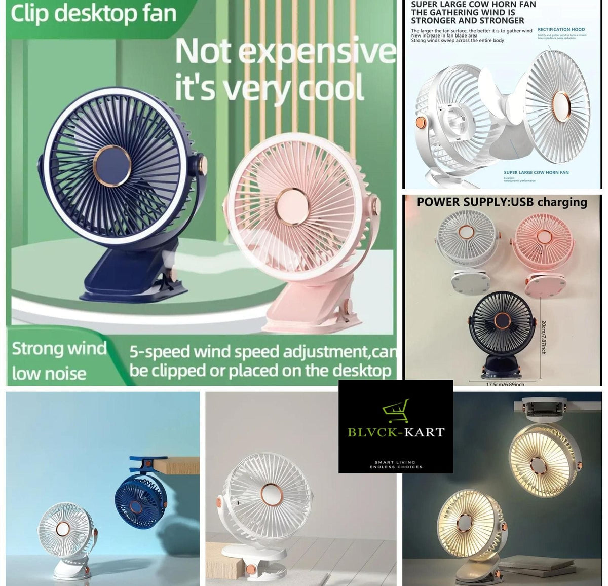 Clip Desk Fan, 5-Speed Adjustable
