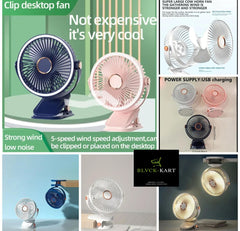 Clip Desk Fan, 5-Speed Adjustable