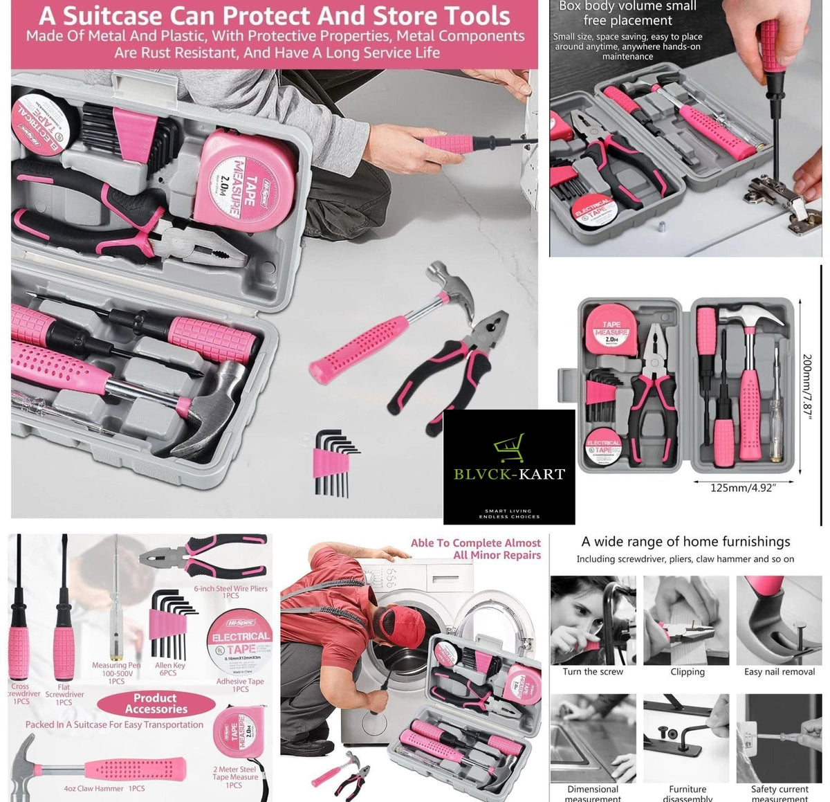 24pcs Pink DIY Tool Kit with Storage Case
