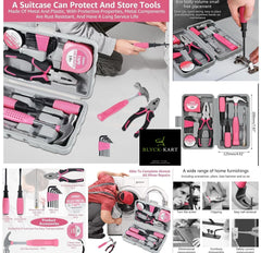 24pcs Pink DIY Tool Kit with Storage Case